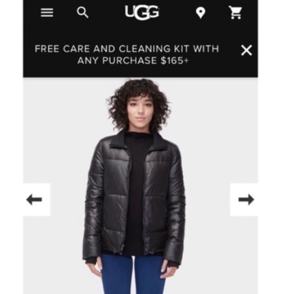 NWT Ugg Izzie Puffer Jacket, Black, Size S